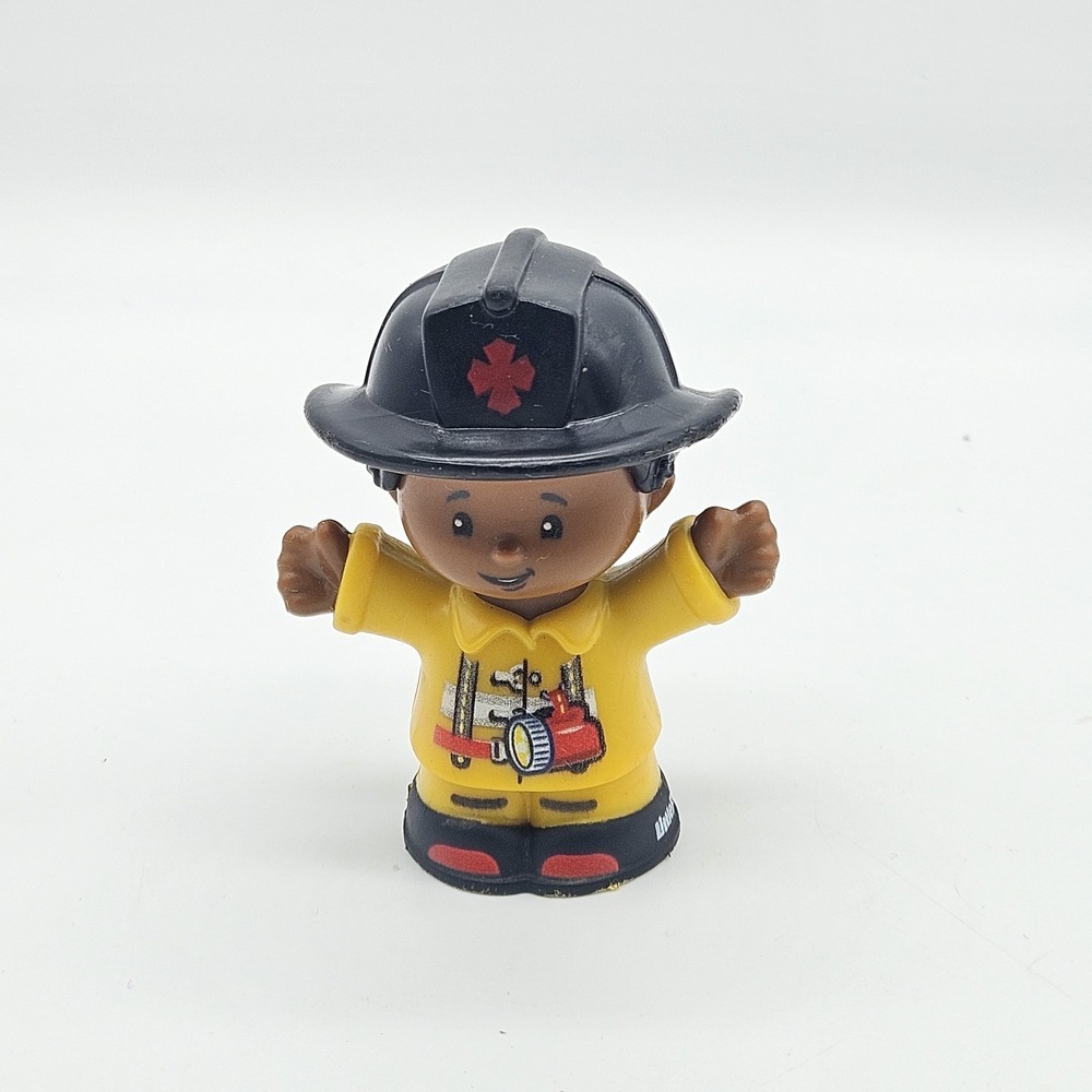 Fisher-Price Little People Firefighter Figure Kids OS Yellow Black Fire Helmet